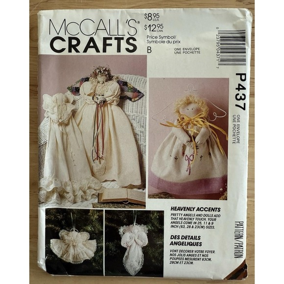 McCall's Craft Pattern P437 25", 11" & 9" Angels & Dolls Uncut FF - Picture 1 of 4